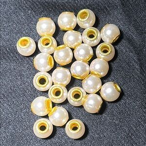 25 Large hole 925 Bright pearl colored beads. Ideal for crafting and jewelry.